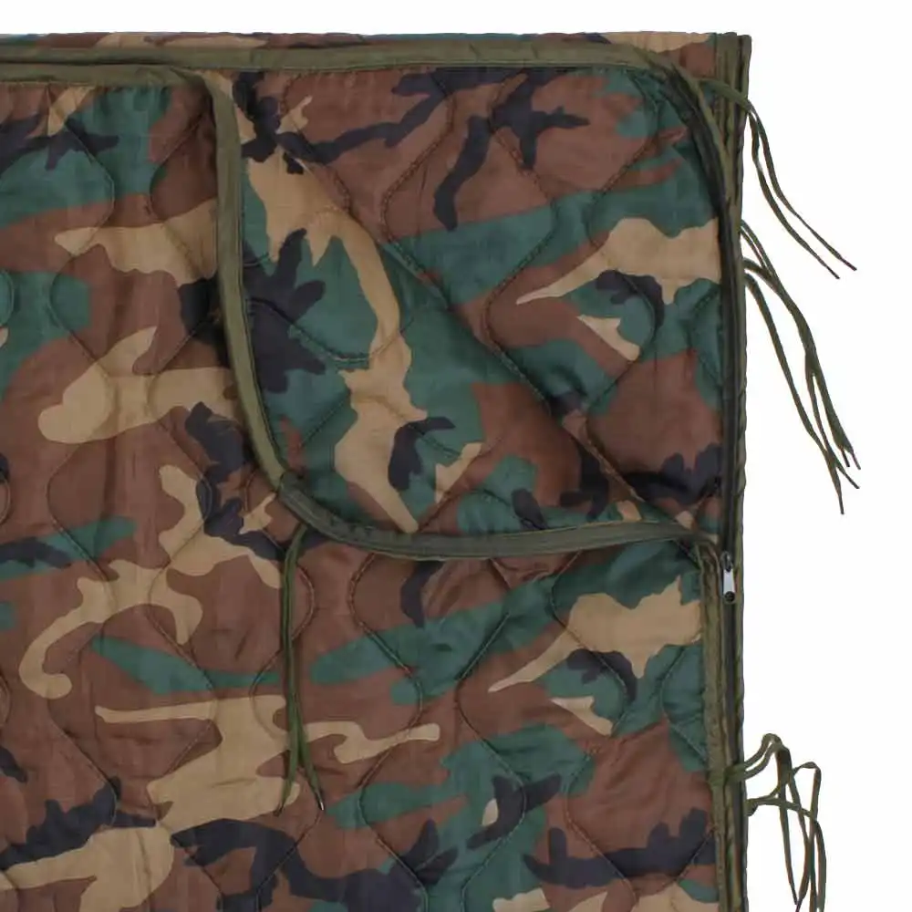 Alternative view of GI Type Woodland Camo Zippered Poncho Liner