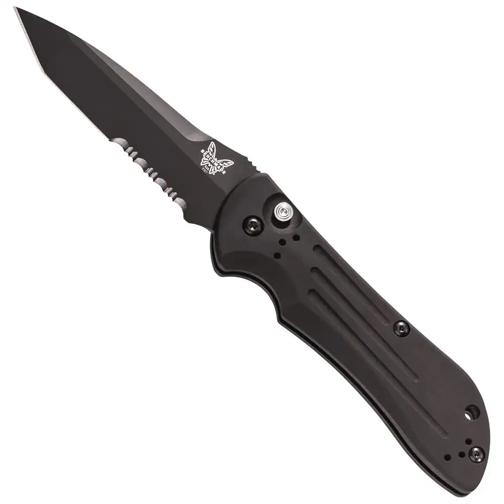 Alternative view of Benchmade 9101SBK Stryker Automatic Folding Knife 3.6-inch Black Combo Tanto Blade with Black Aluminum Handle