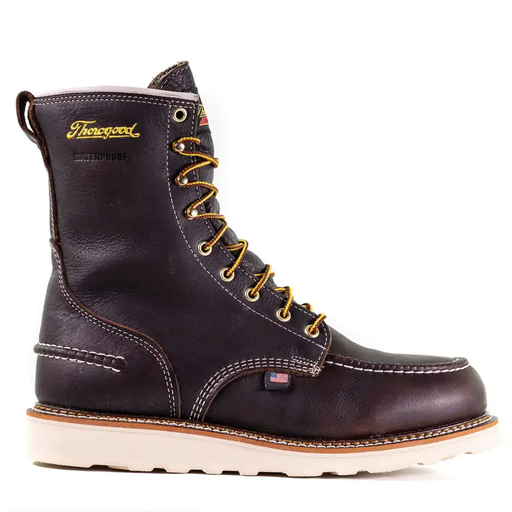 Alternative view of Thorogood 1957 Series 8-inch Briar Pitstop Waterproof Soft Moc Toe Wedge Sole U.S. Made Men's Work Boot - 814-3800