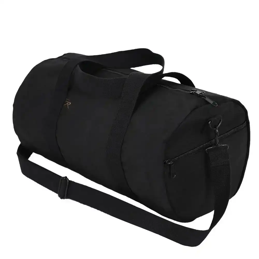 19-Inch Black Canvas Military Duffle Bag