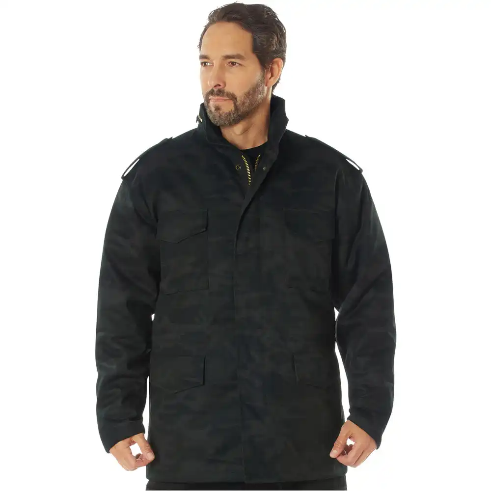 Alternative view of Midnight Black Camo M-65 Field Jacket with Liner