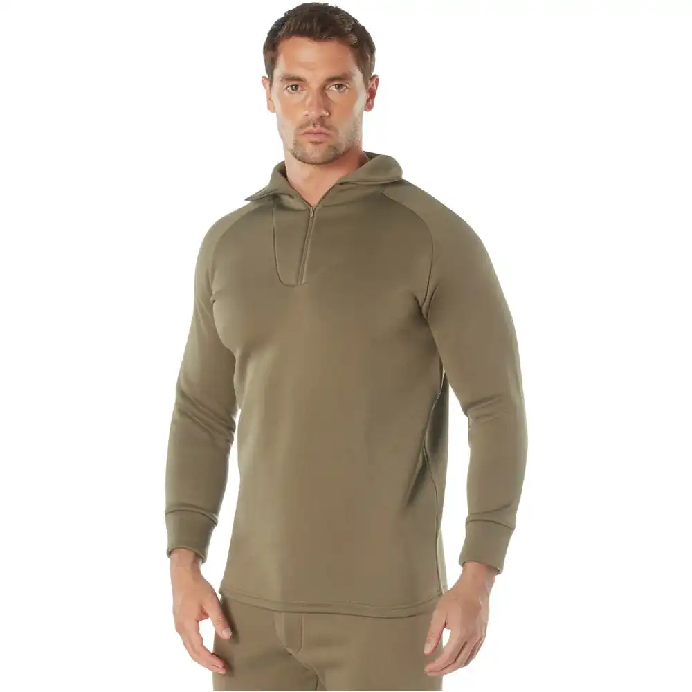 Alternative view of AR670-1 Coyote Brown Gen 3 ECWCS Zip Collar Thermal Shirt