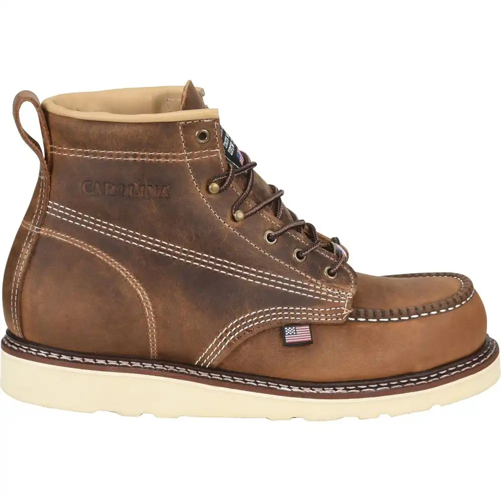 Alternative view of Carolina Amp Brown 6-inch USA Made Soft Toe Moc Wedge Sole Work Boot