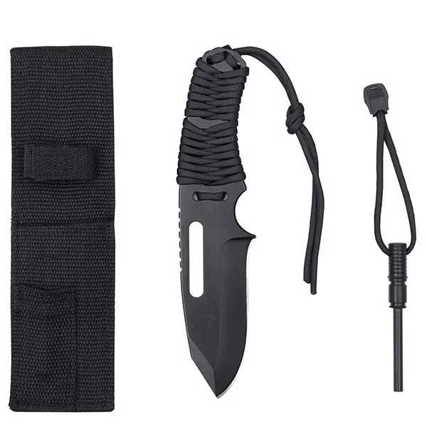 Alternative view of Basic Issue Black Paracord Survival Knife with Fire Starter