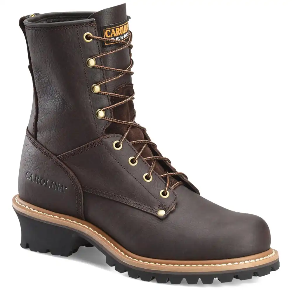 Carolina Elm Unlined Men's 8-inch Brown Logger Boot