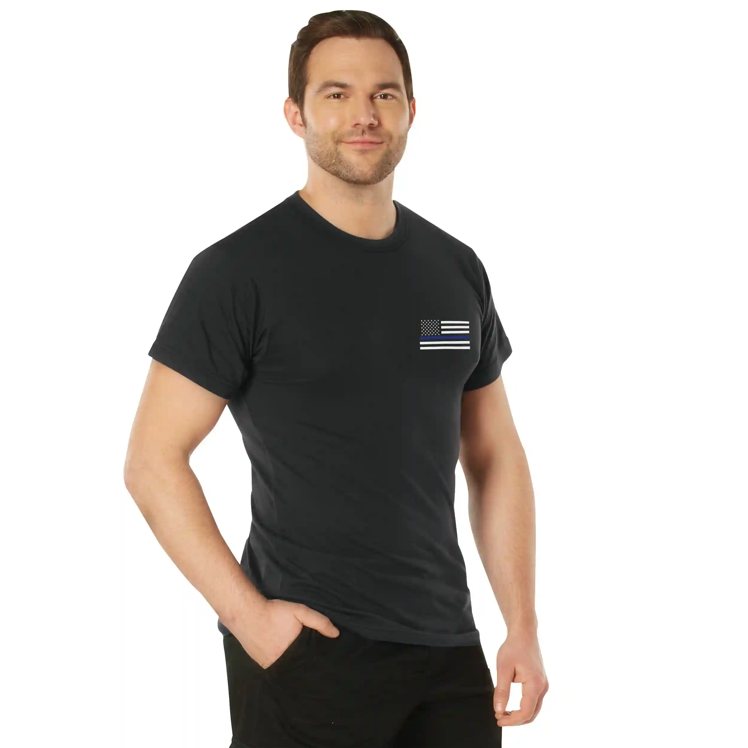 Alternative view of Honor and Respect Thin Blue Line Flag Black T-Shirt