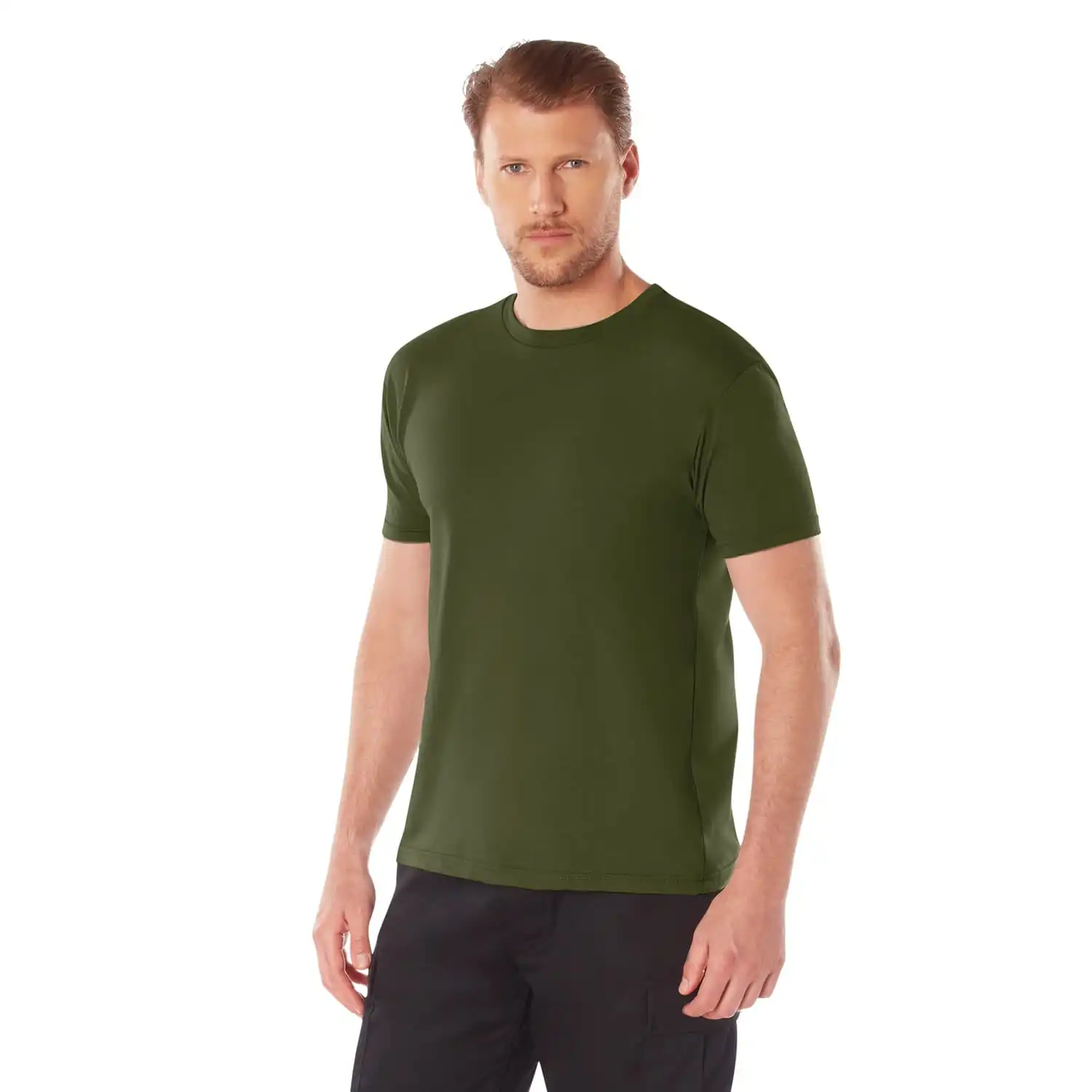 Alternative view of Olive Drab Athletic Fit Crew Neck Military T-Shirt