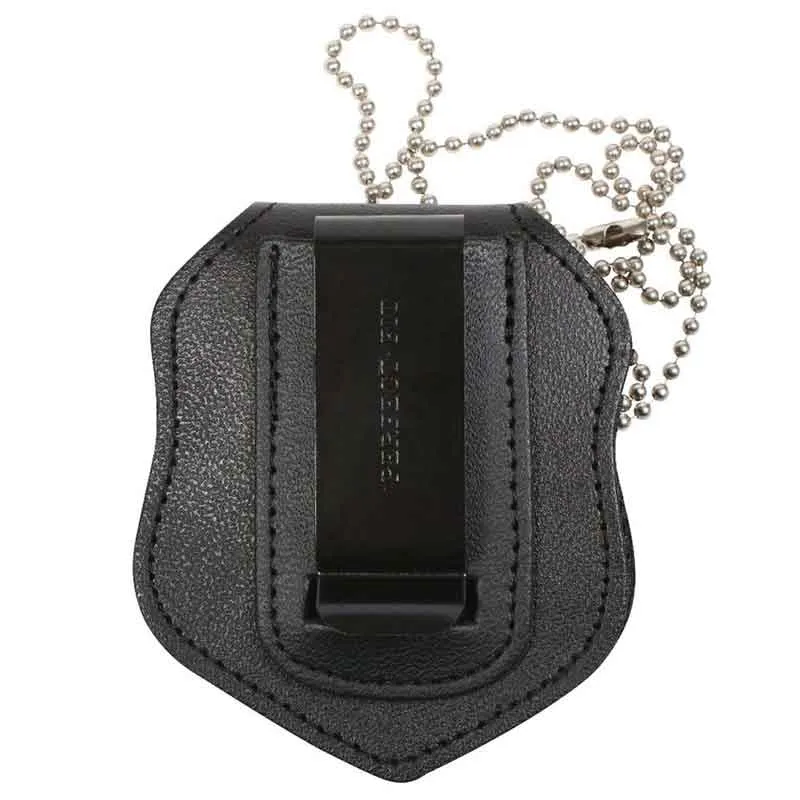 Alternative view of NYPD Style Black Leather Police Badge Holder