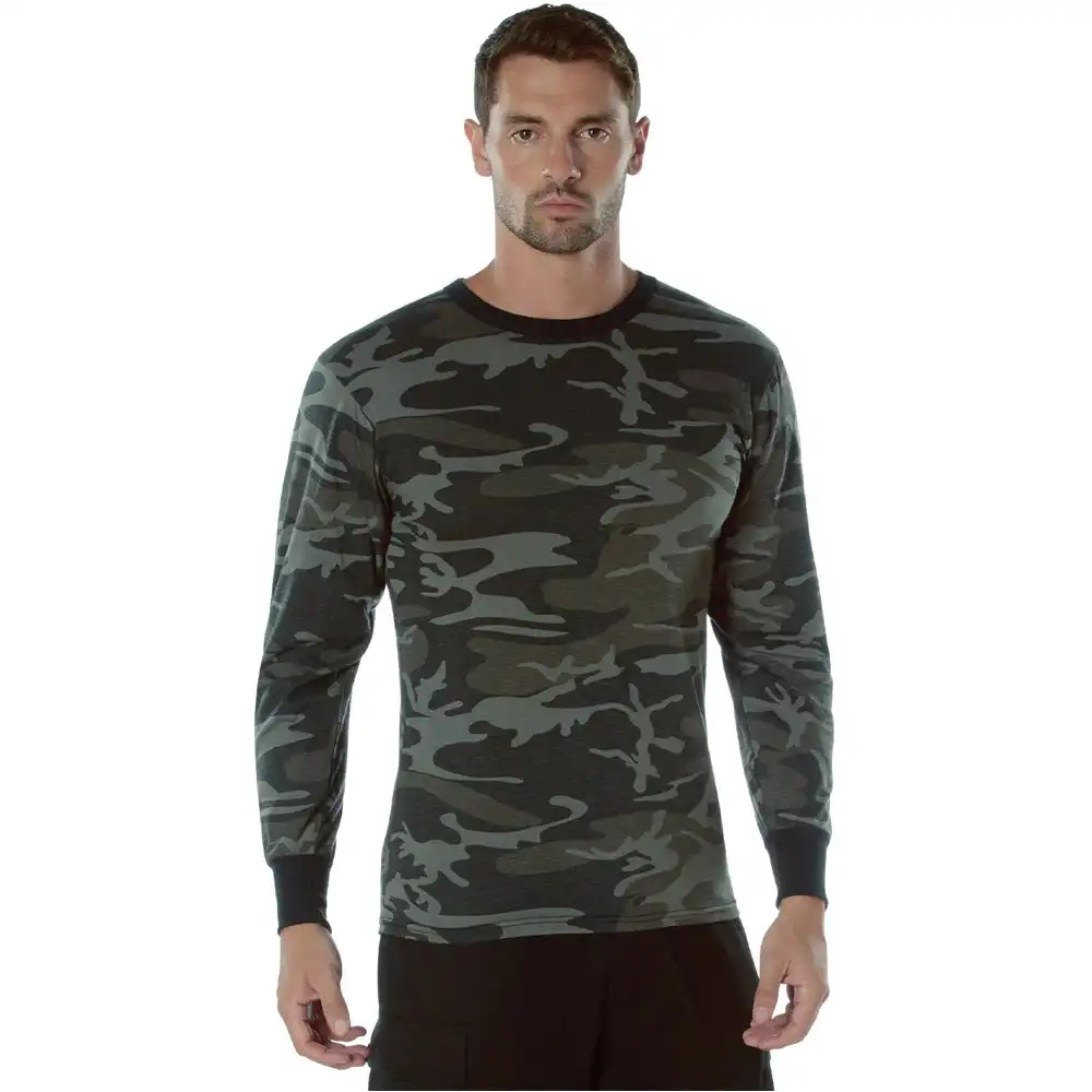 Alternative view of Black Camo Long Sleeve Men's T-Shirt