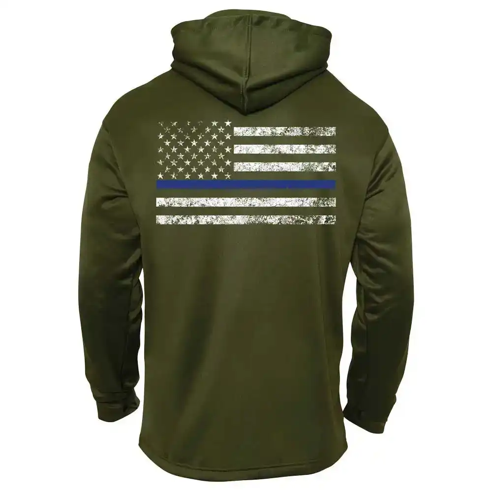 Alternative view of Thin Blue Line Flag Concealed Carry Hooded Sweatshirt