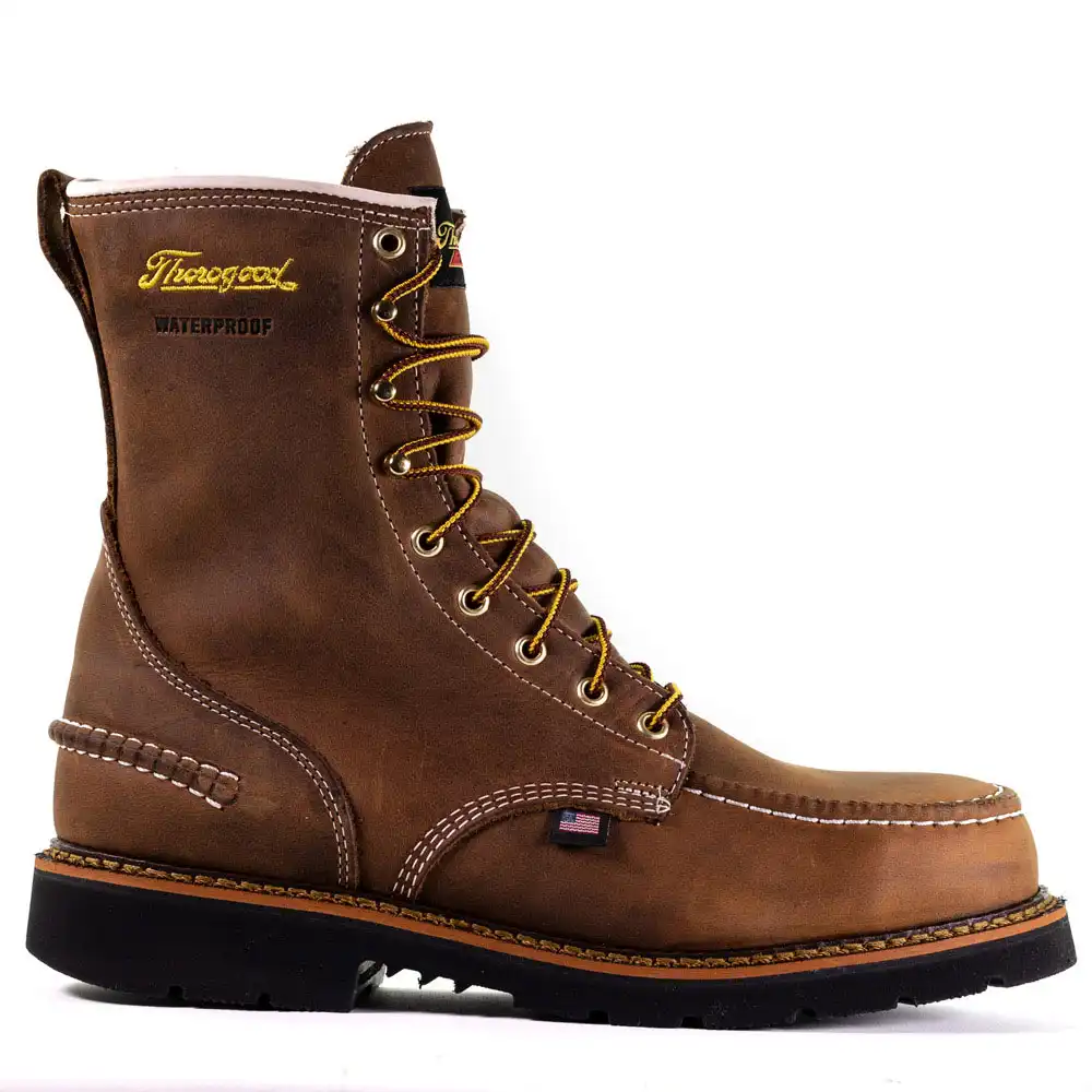 Alternative view of Thorogood 1957 Series 8-inch Crazy Horse Waterproof Steel Moc Toe Black 90-Degree Sole U.S. Made Men's Work Boot - 804-3898