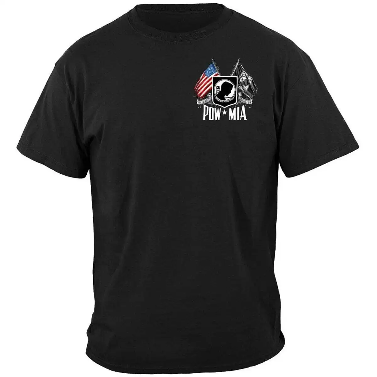 Alternative view of POW MIA Shield, Double Flag and Eagle T-Shirt - Black
