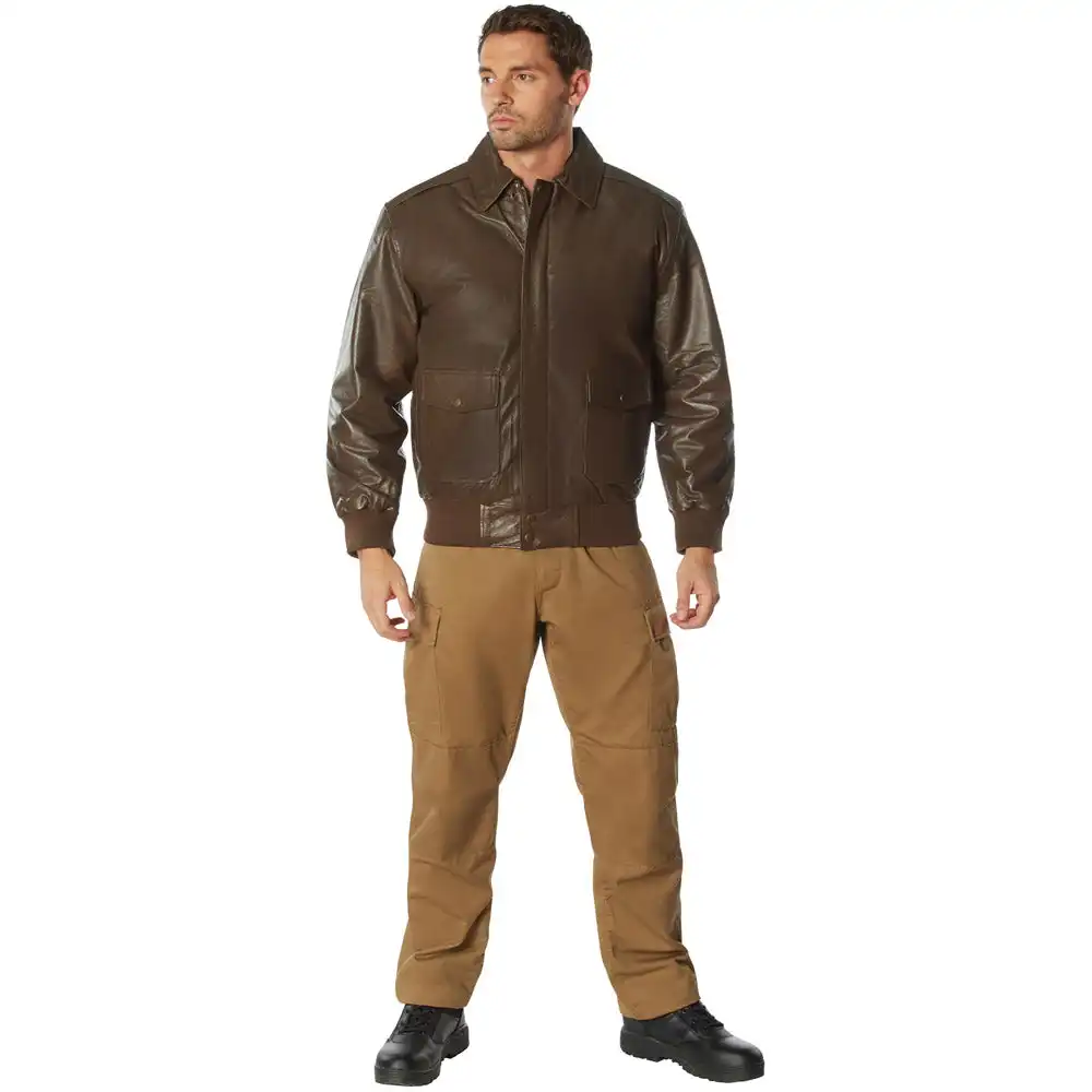 Alternative view of Classic A-2 Brown Leather Flight Jacket