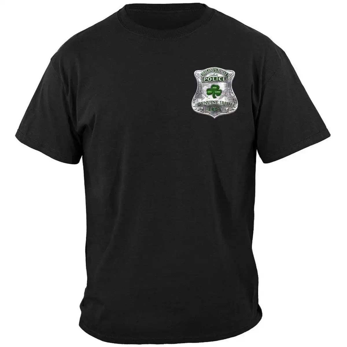 Alternative view of Ireland's Finest Genuine Irish Police Black T-Shirt