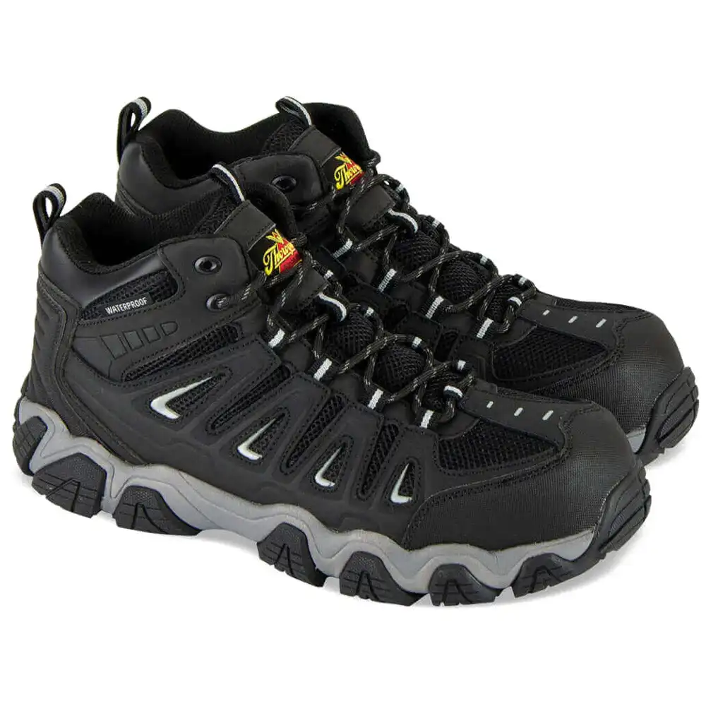 Thorogood Crosstrex Mid Black/Grey Waterproof Composite Toe Men's Work Hiker - 804-6292
