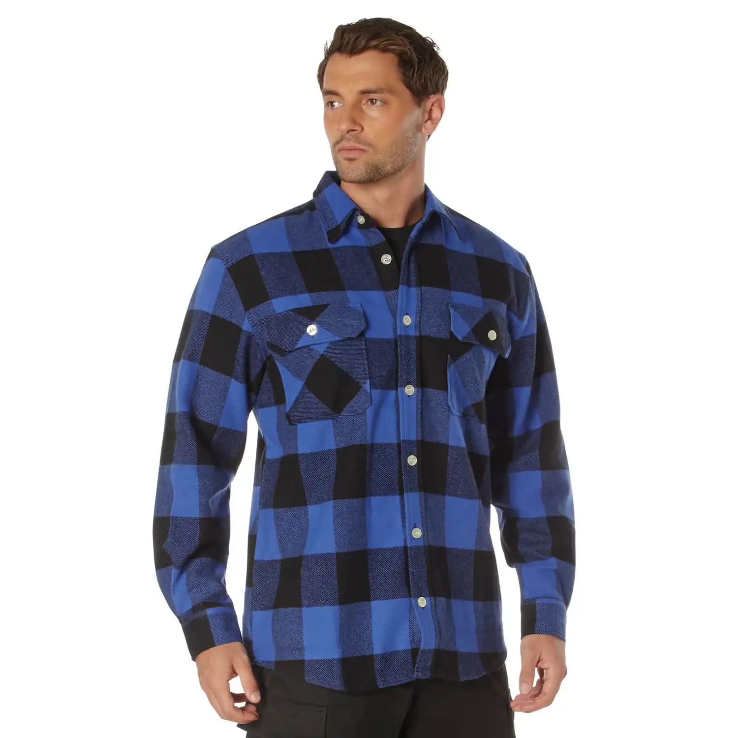 Alternative view of Heavyweight Blue Buffalo Plaid Flannel Shirt
