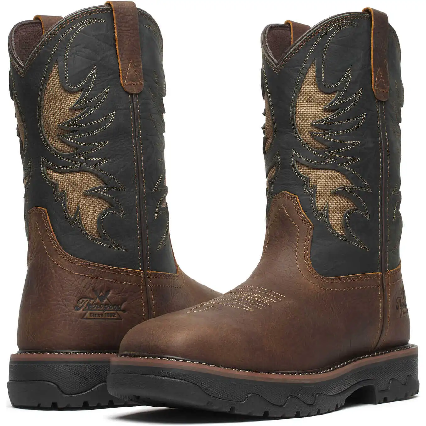 Alternative view of Thorogood Buffalo Ridge Wellington 11-inch Brown/Cobalt Nano Safety Toe Square Toe Western Men's Work Boot - 804-4339