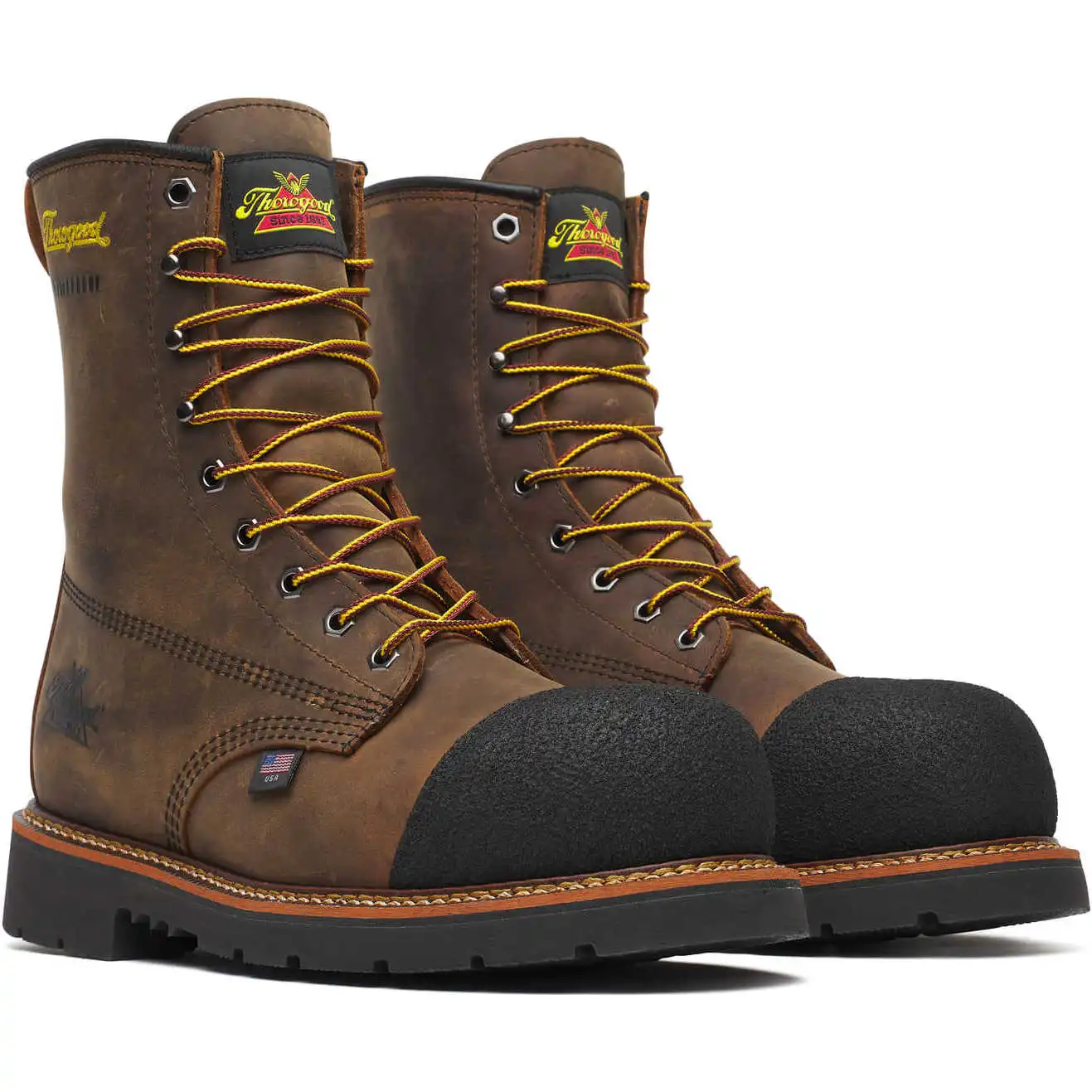 Thorogood Hammerhead 8-inch Crazy Horse Waterproof Nano Safety Toe 90-Degree Sole American Made Men's Work Boot - 804-4237