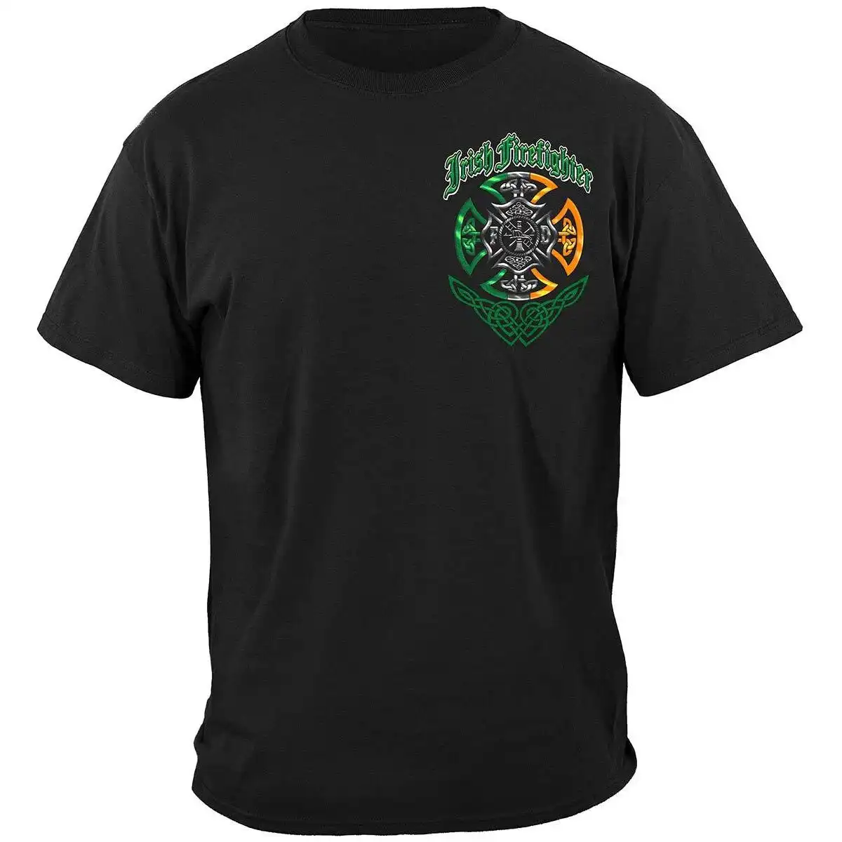 Alternative view of Irish Family Duty Honor Firefighter T-Shirt - Black