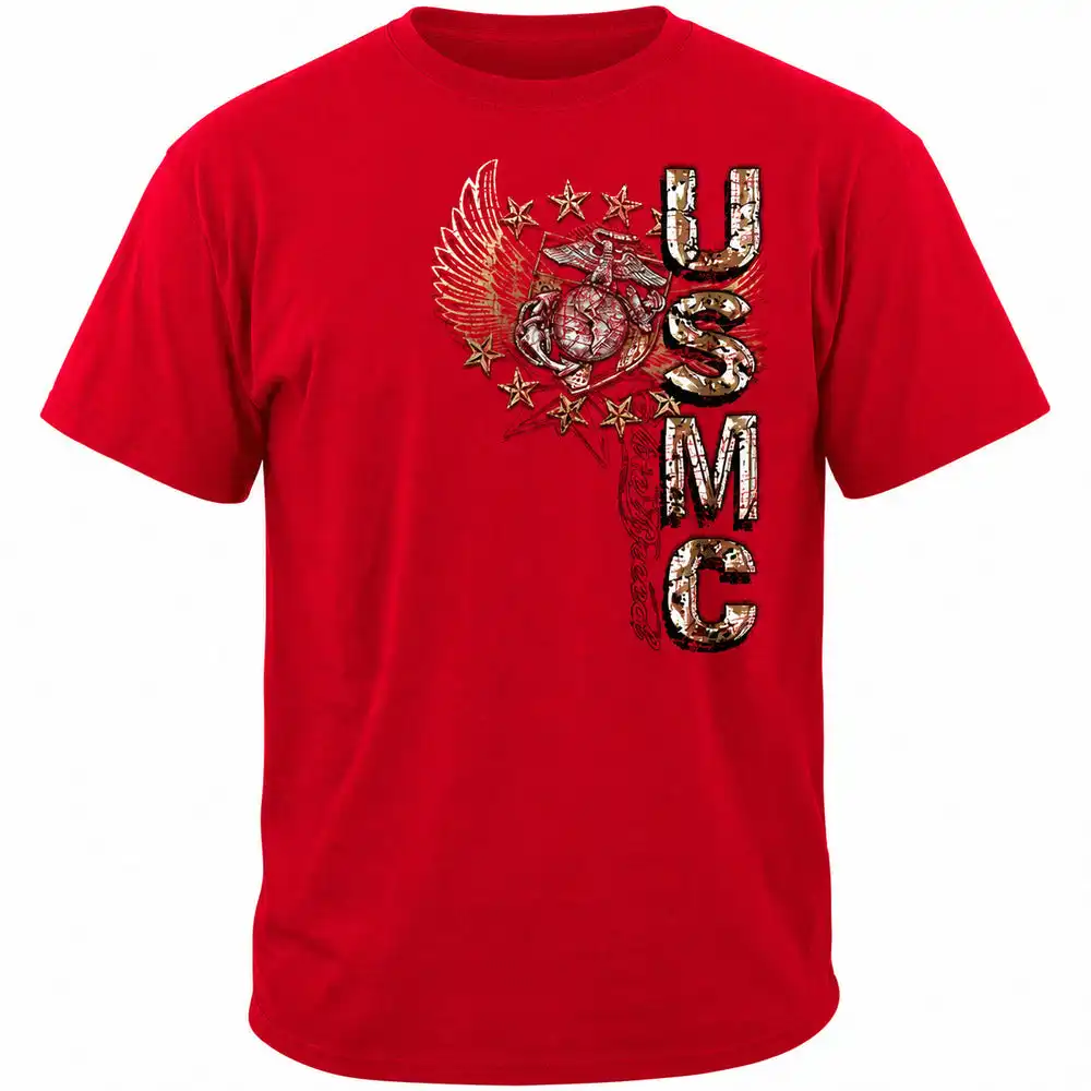 Alternative view of Elite Breed Pride Duty Honor USMC T-Shirt - Red