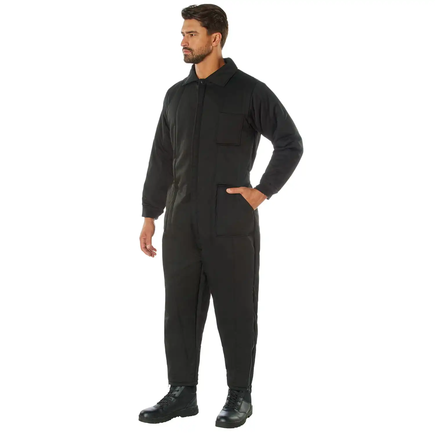 Alternative view of Black Insulated Winter Work Coveralls