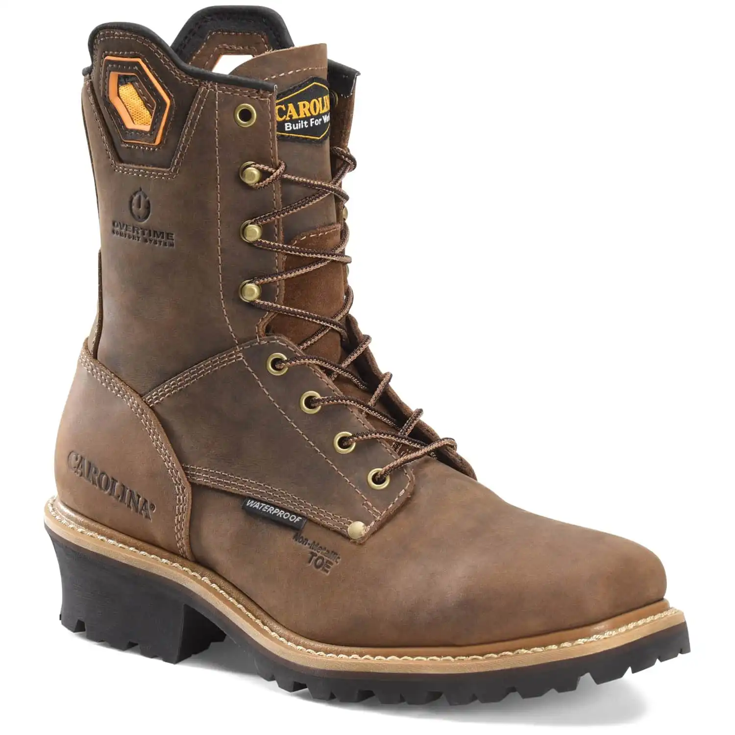 Carolina Coppice Men's 8-inch Waterproof Composite Safety Toe Square Toe Logger Work Boot