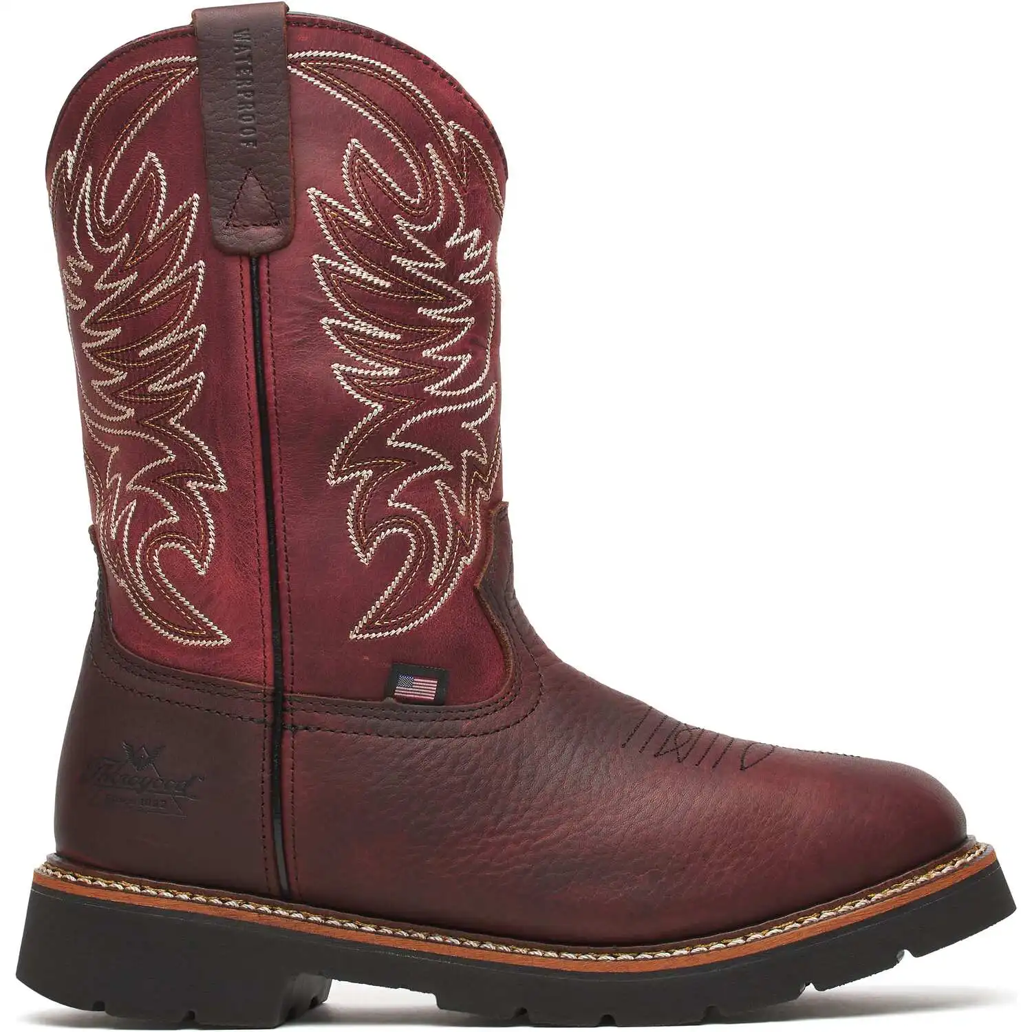 Alternative view of Thorogood Western Work Wellington 11-inch Chili/Crimson Waterproof Soft Square Toe Pull-On American Made Men's Work Boot - 814-4322
