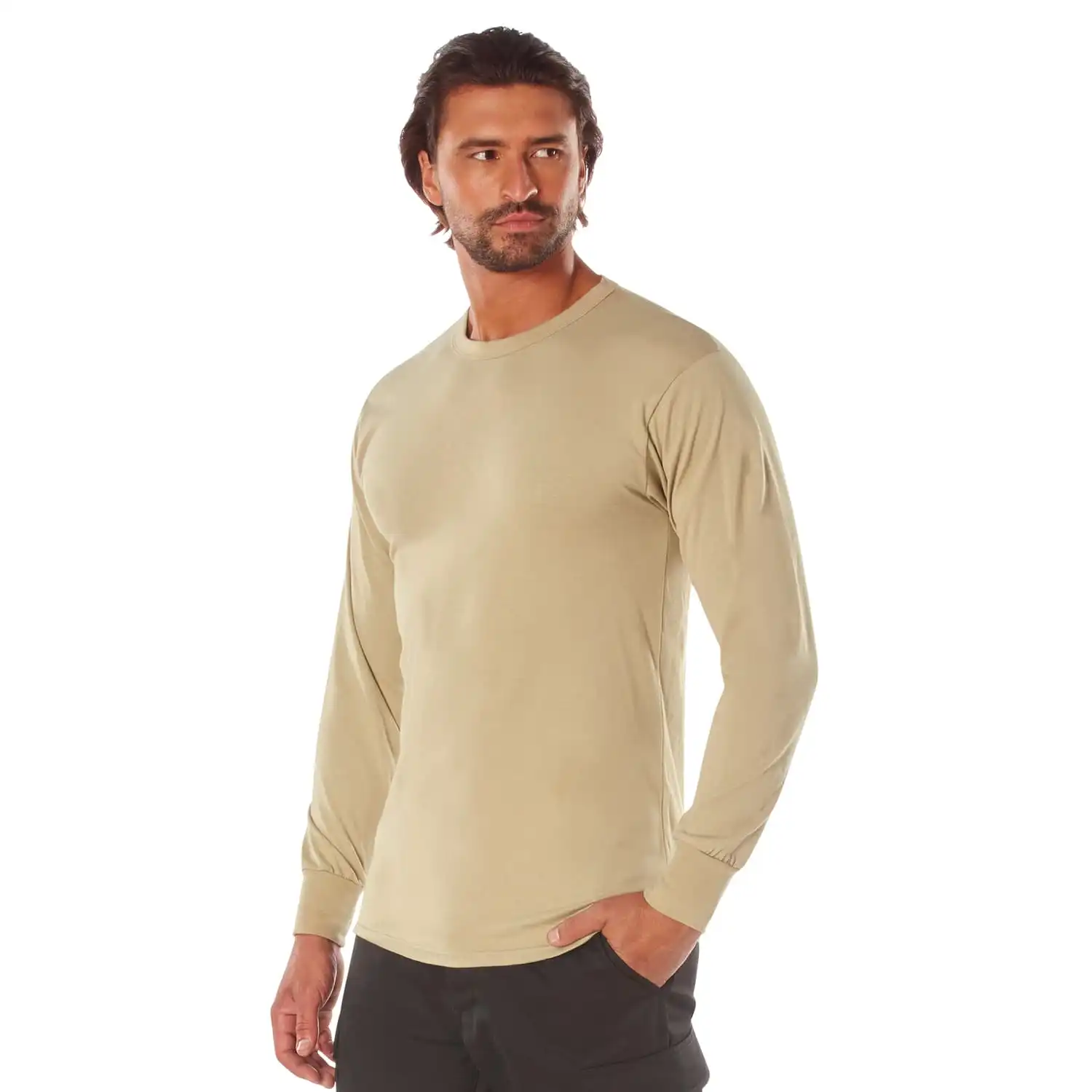 Alternative view of Desert Sand Cotton Long Sleeve T-Shirt