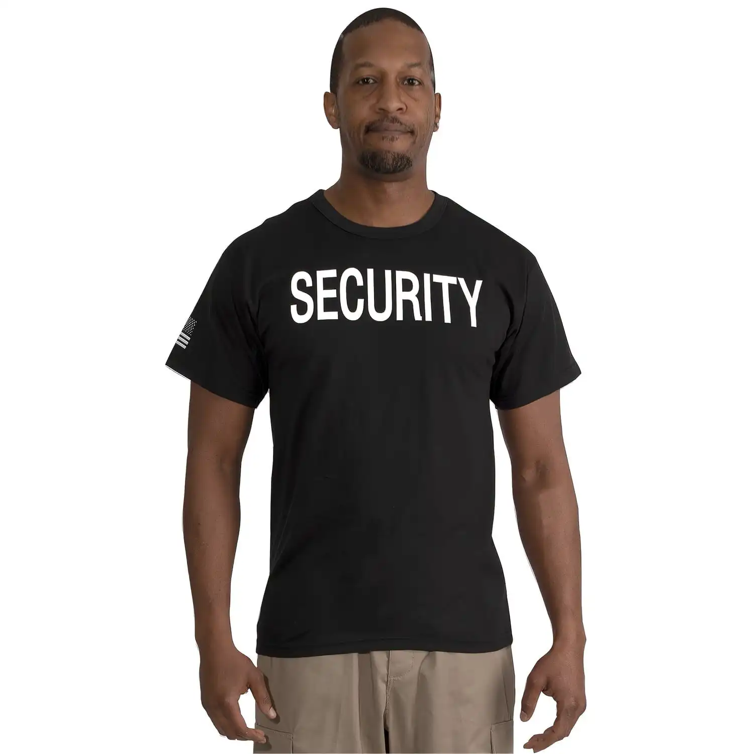 Alternative view of Double Sided Security T-Shirt with US Flag on Sleeve