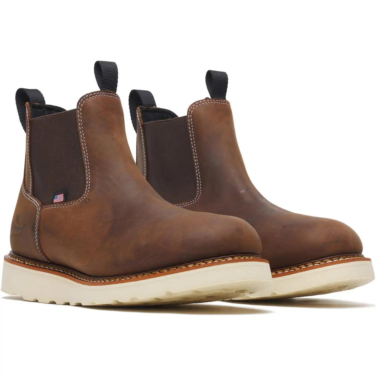 Thorogood American Legacy Pull-On 5-inch Crazy Horse Soft Toe Wedge Sole Chelsea American Made Men's Work Boot - 814-4104