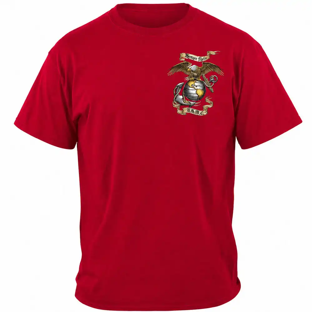 Alternative view of Rustic Semper Fidelis USMC T-shirt - Red