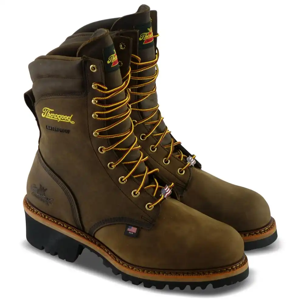 Thorogood Logger Series 9-inch Stud Horse Waterproof Steel Toe Vibram Sole U.S. Made Men's Logger Work Boot - 804-3555