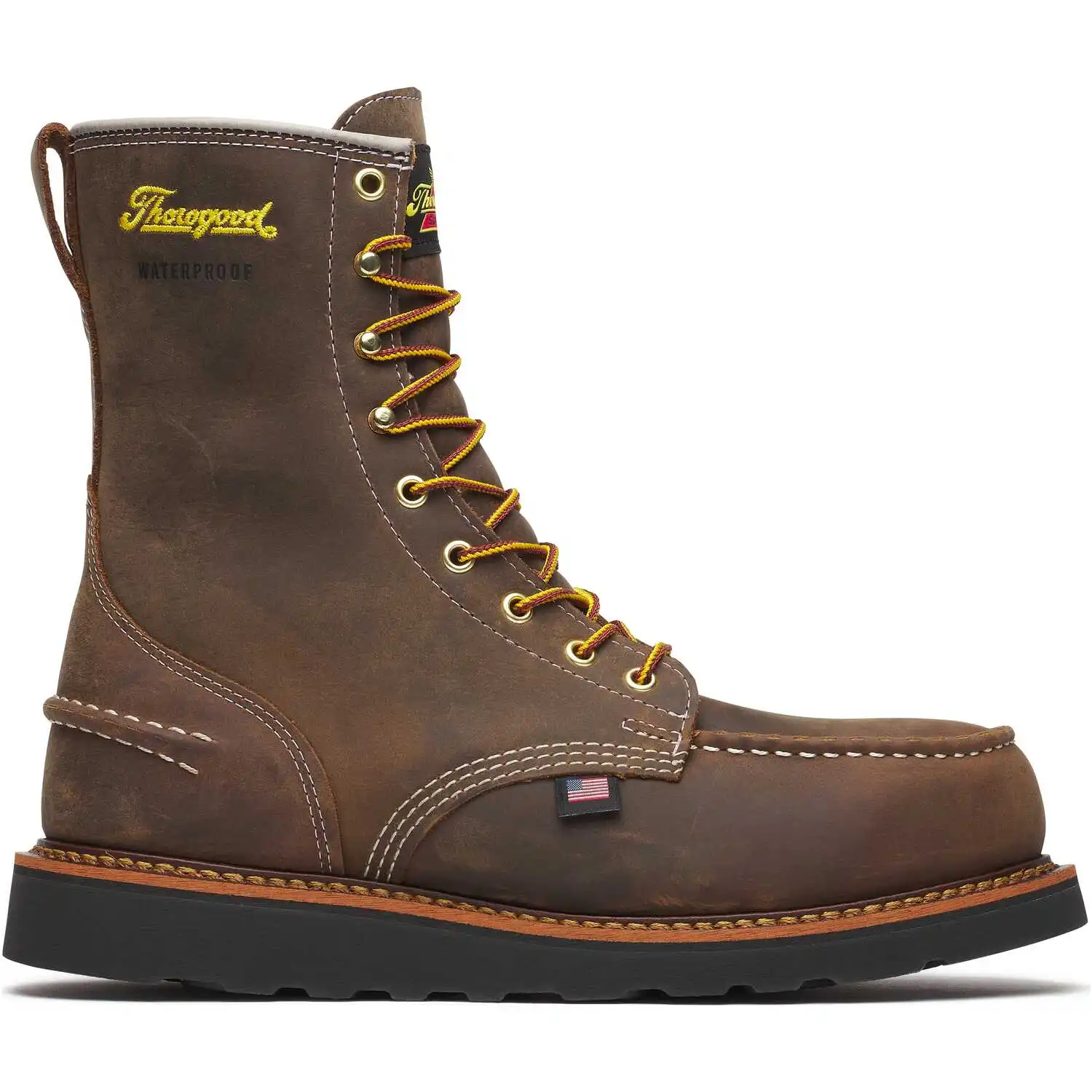 Alternative view of Thorogood 1957 Series 8-inch Crazy Horse Waterproof Steel Toe Moc Toe Wedge Sole American Made Men's Work Boot - 804-3878
