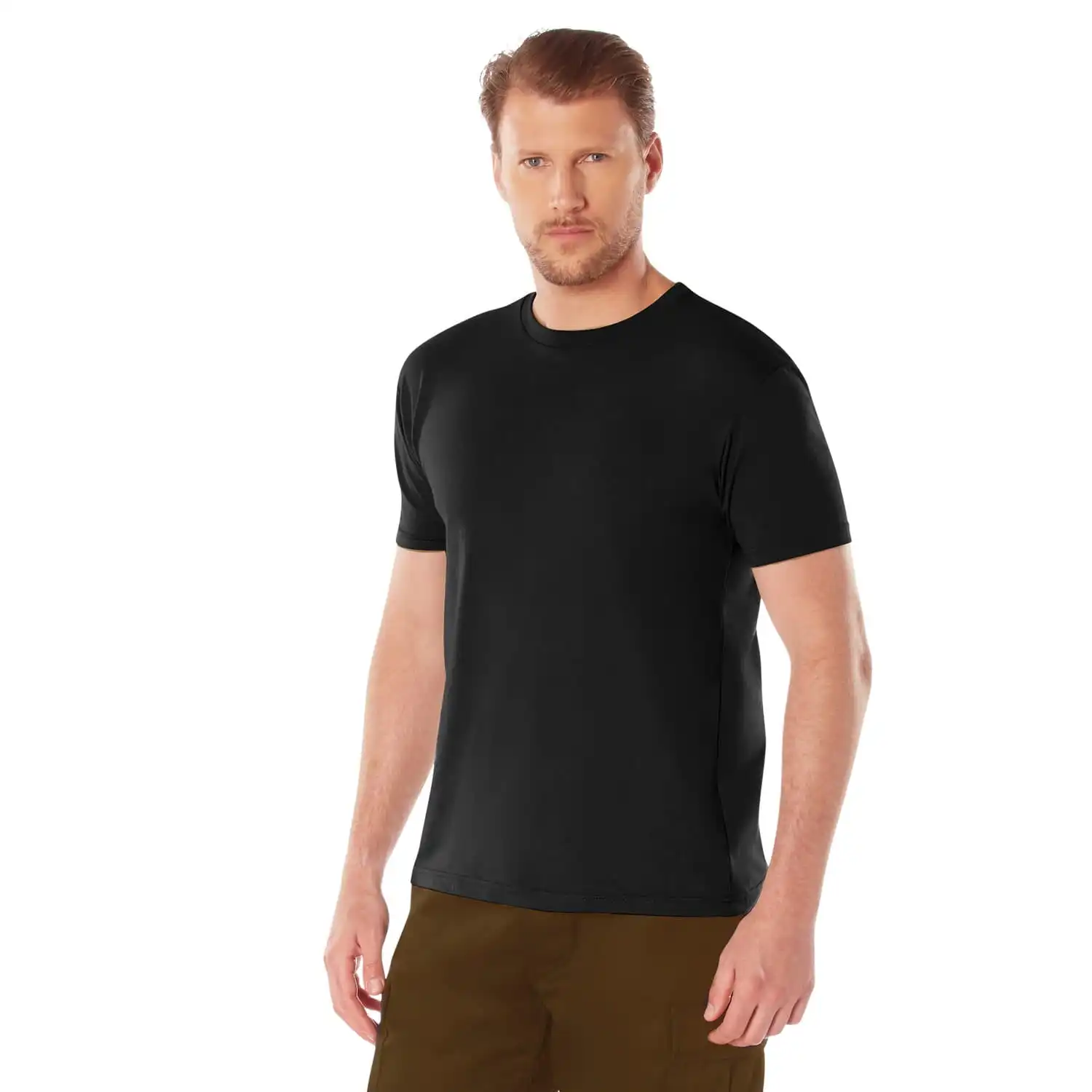 Black Athletic Fit Crew Neck Military T-Shirt