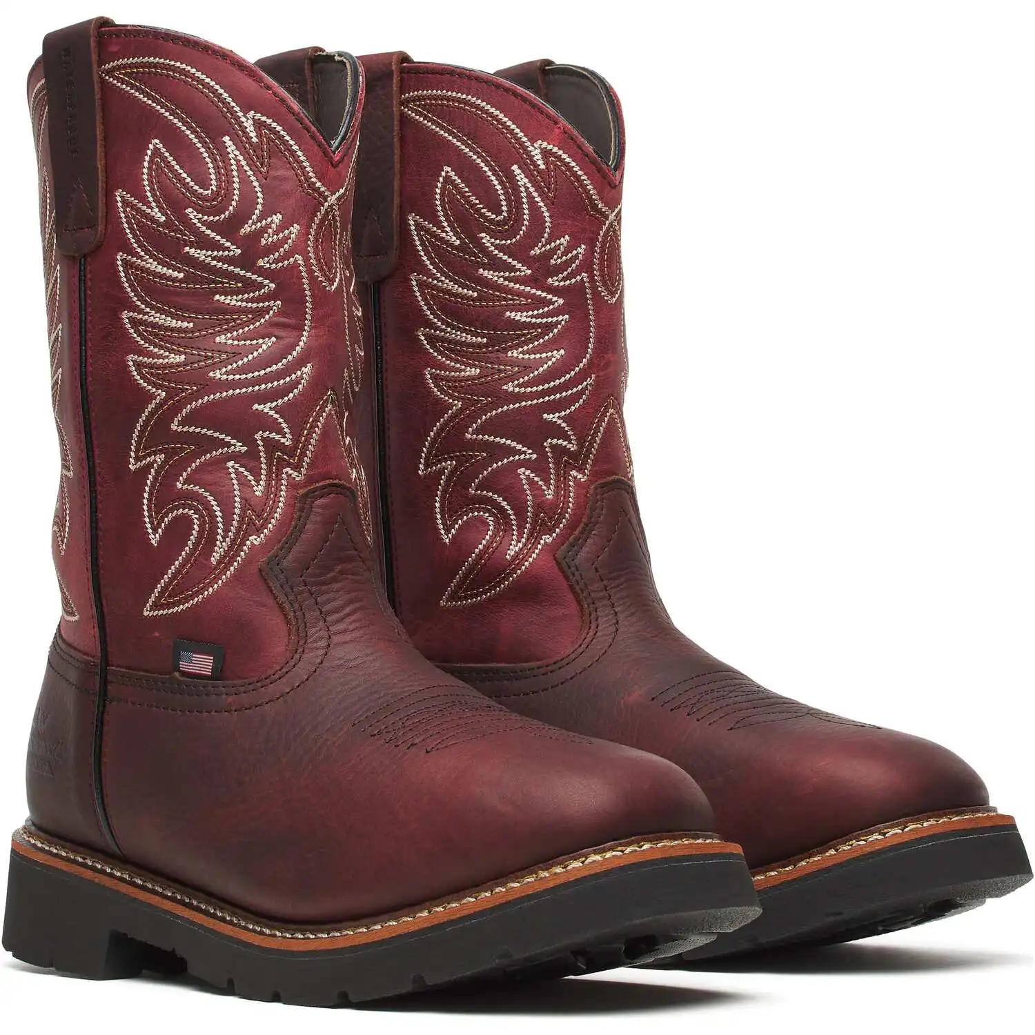Thorogood Western Work Wellington 11-inch Chili/Crimson Waterproof Soft Square Toe Pull-On American Made Men's Work Boot - 814-4322