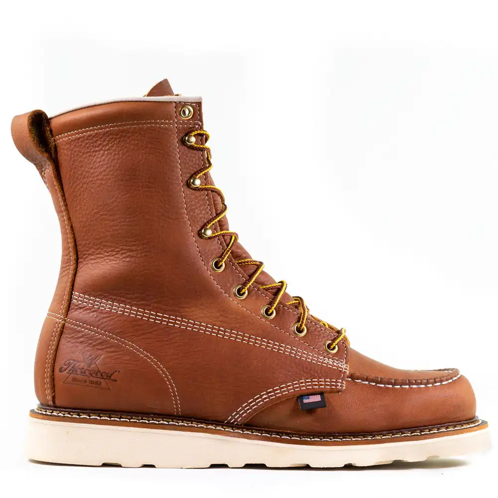 Alternative view of Thorogood American Heritage 8-inch Tobacco Soft Moc Toe Wedge Sole U.S. Made Men's Work Boot - 814-4201