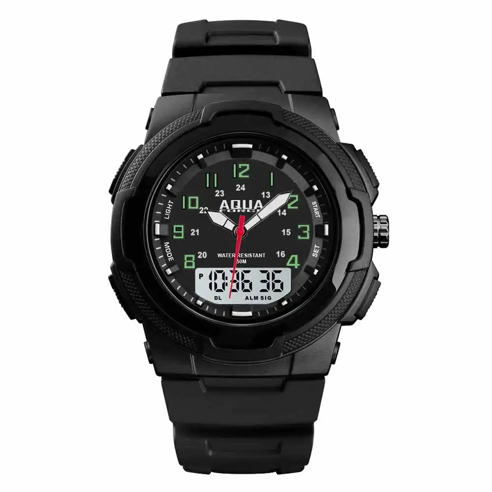 AquaForce Analog Digital Combo Black Tactical Watch
