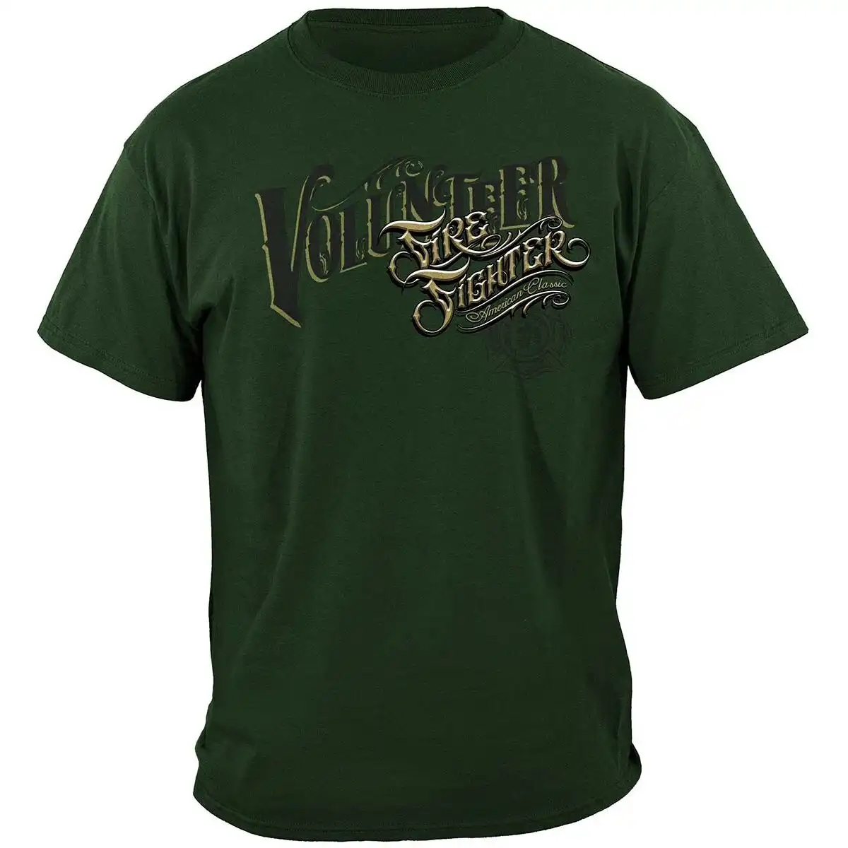 Alternative view of American Classic Volunteer Firefighter T-Shirt - Olive Green