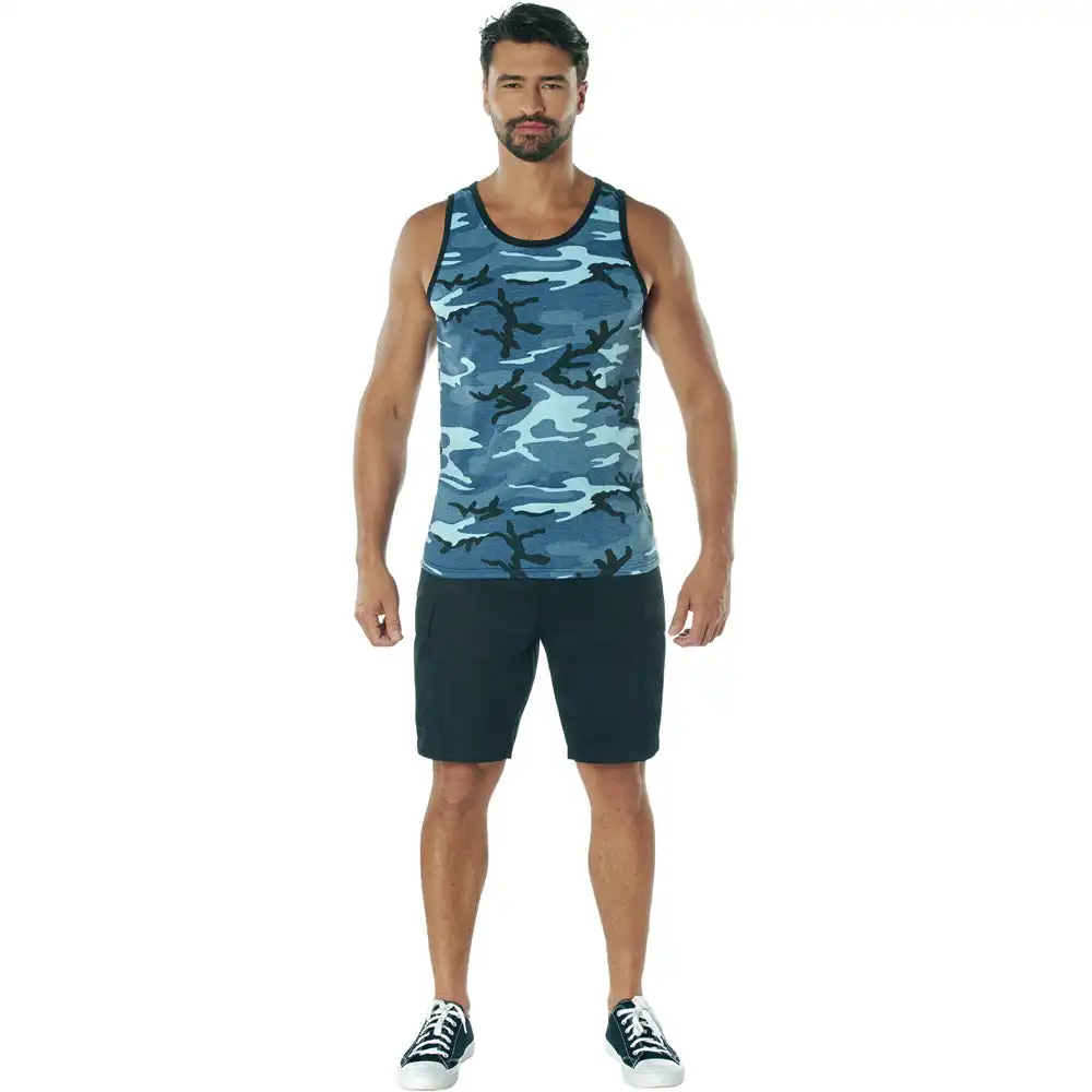 Alternative view of Sky Blue Camouflage Military Tank Top
