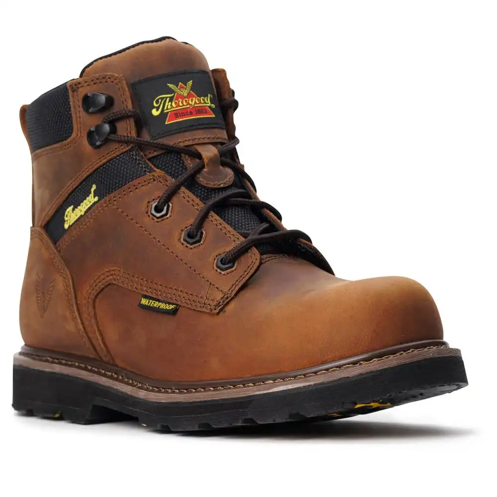 Alternative view of Thorogood Jobsite Series 6-inch Crazy Horse Waterproof Composite Toe Black 90-Degree Sole Men's Work Boot - 804-4143