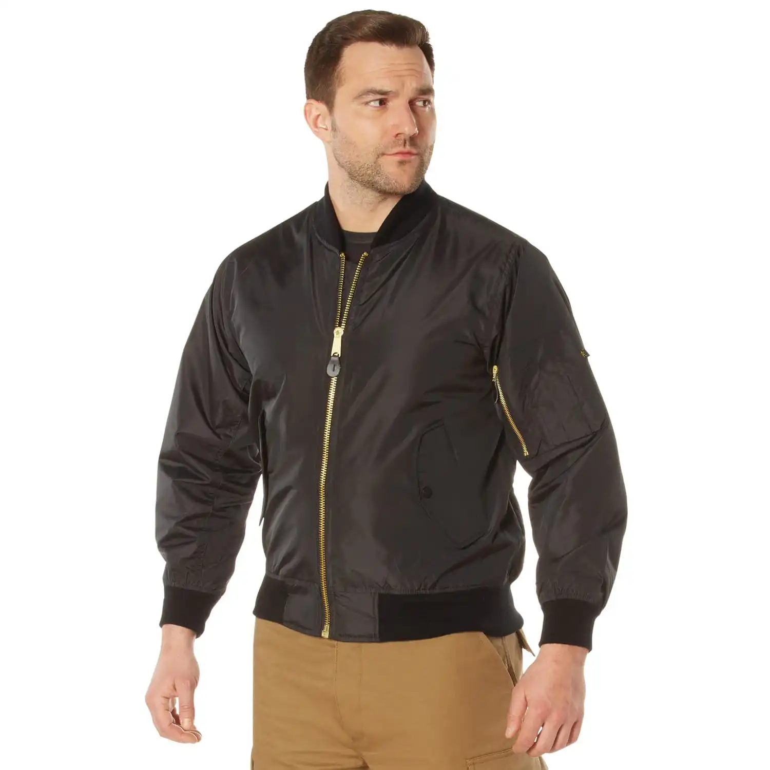 Alternative view of Black Lightweight MA-1 Flight Jacket