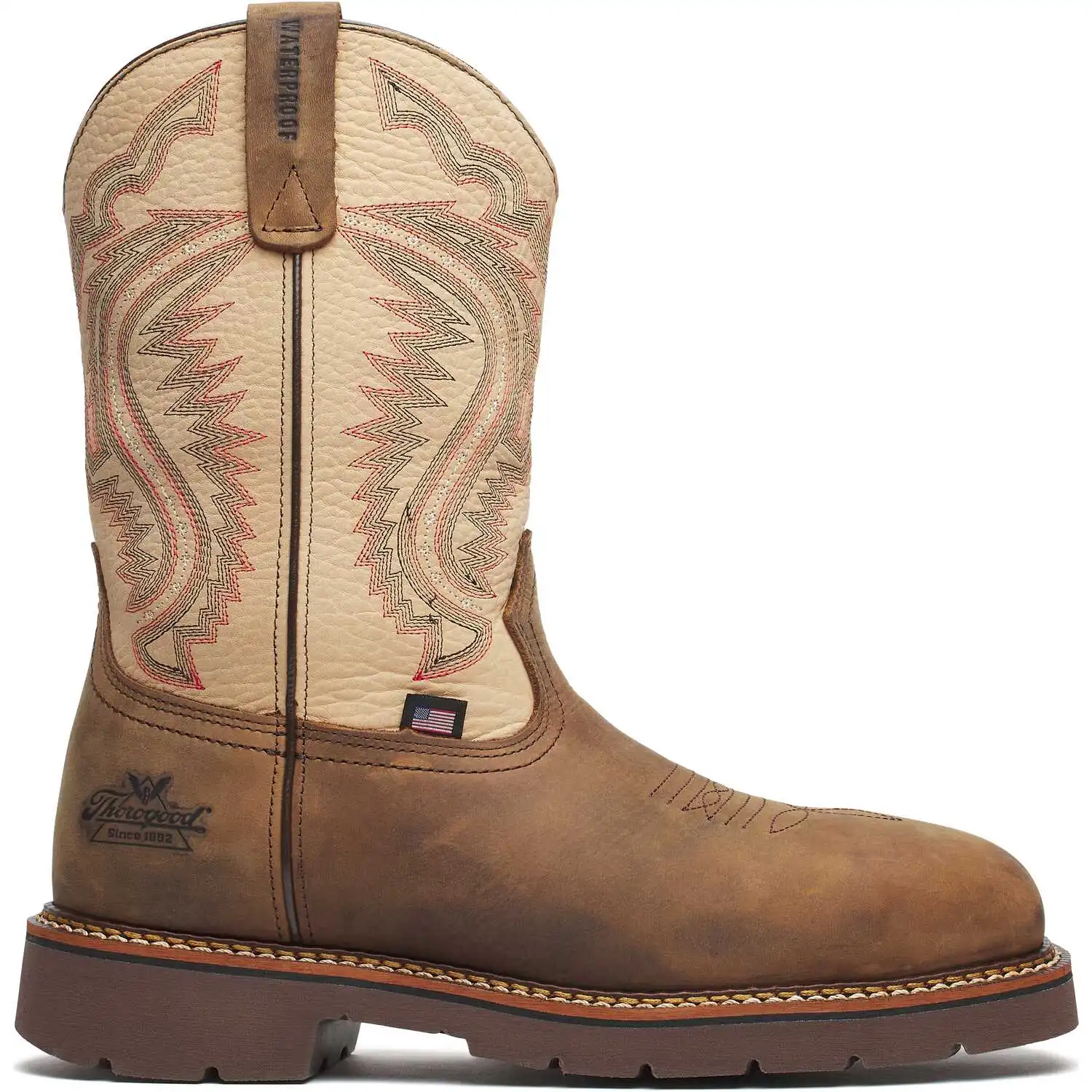 Alternative view of Thorogood Western Wellington 11-inch Crazy Horse/Rawhide Waterproof Nano Safety Toe Square Toe American Made Men's Work Boot - 804-4307