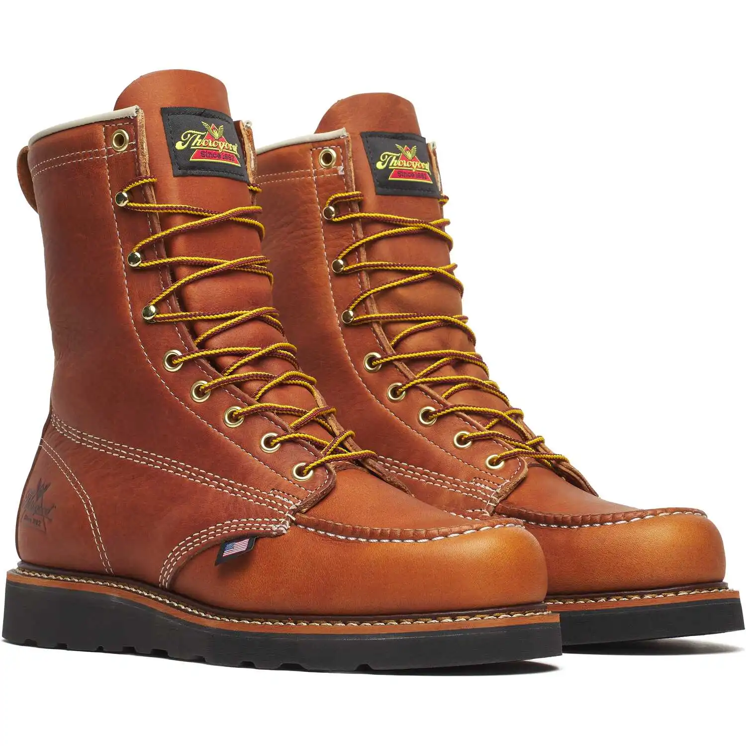 Thorogood American Heritage 8-inch Tobacco Soft Moc Toe Wedge Sole American Made Men's Work Boot - 814-4288