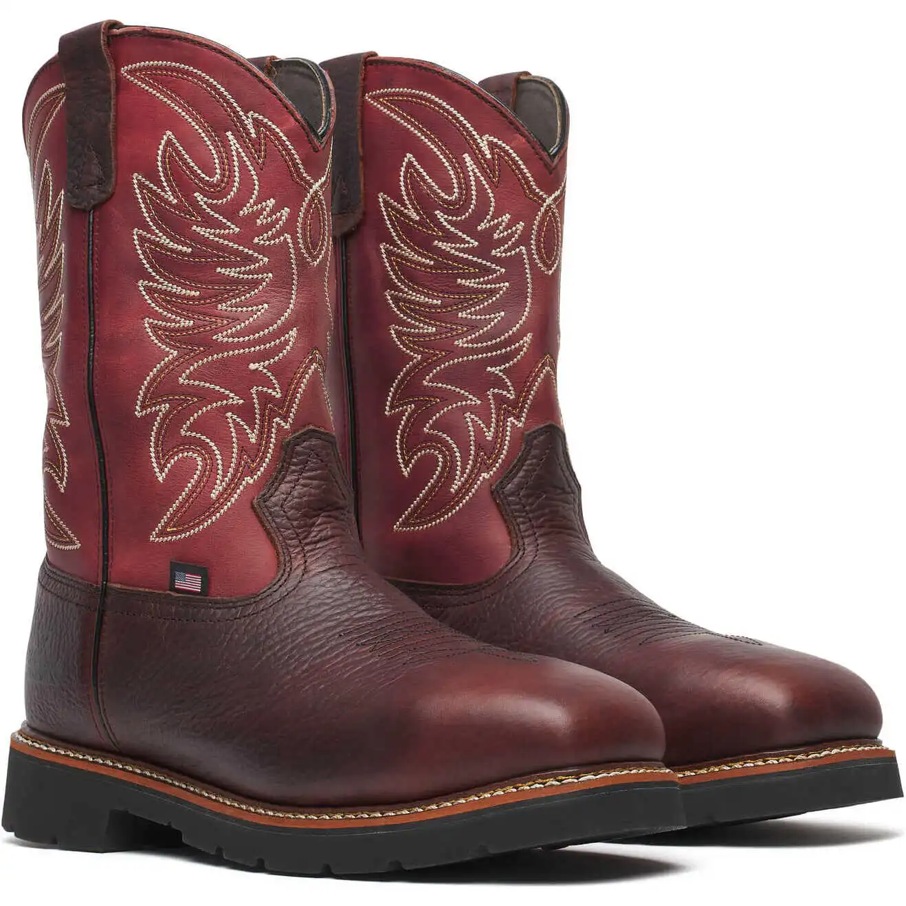 Thorogood Western Wellington 11-inch Chili/Crimson Waterproof Nano Safety Toe Square Toe Pull-On American Made Men's Work Boot - 804-4322