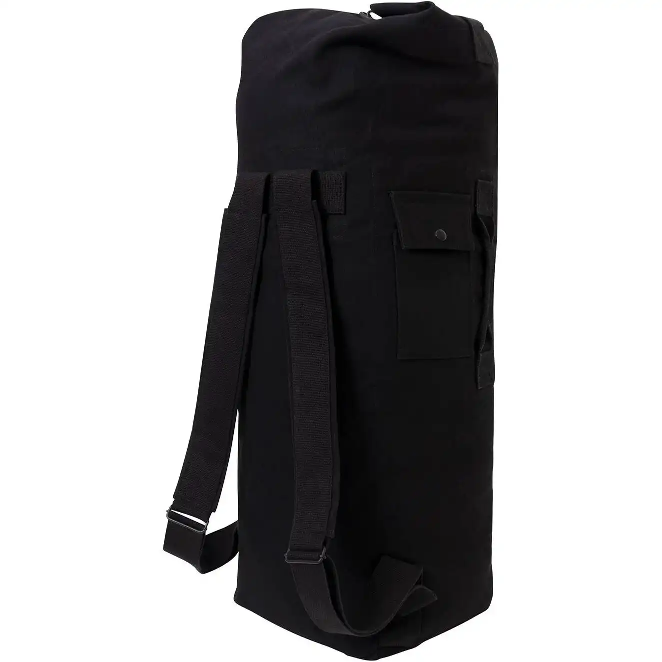 22-Inch Black Canvas Military Duffle Bag