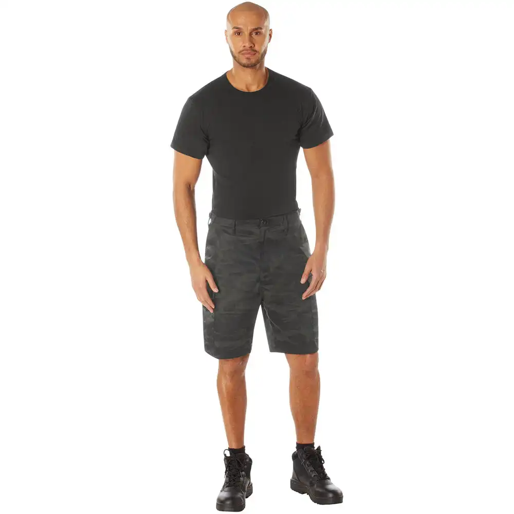Alternative view of Midnight Black Camo Military Cargo Shorts