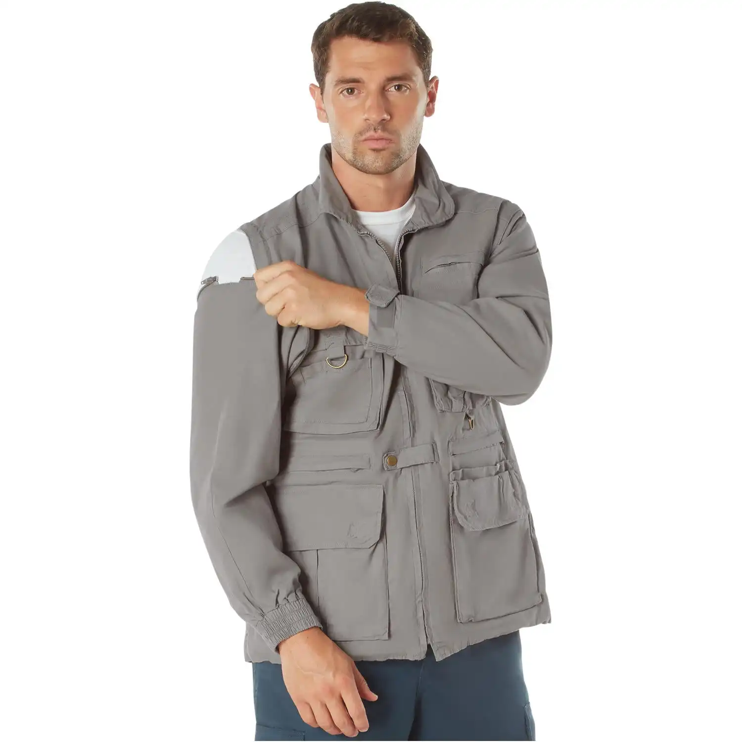 Alternative view of Khaki 2-in-1 Convertible Safari Vest and Jacket