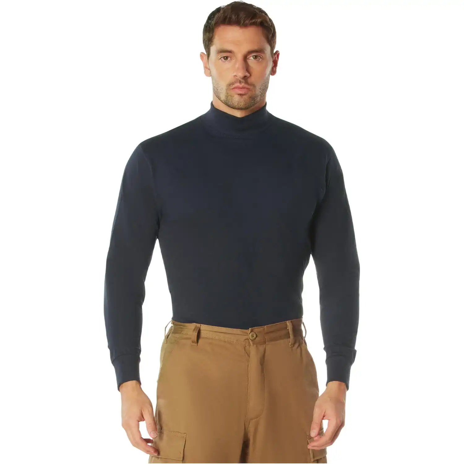 Navy Blue Mock Turtleneck Shirt