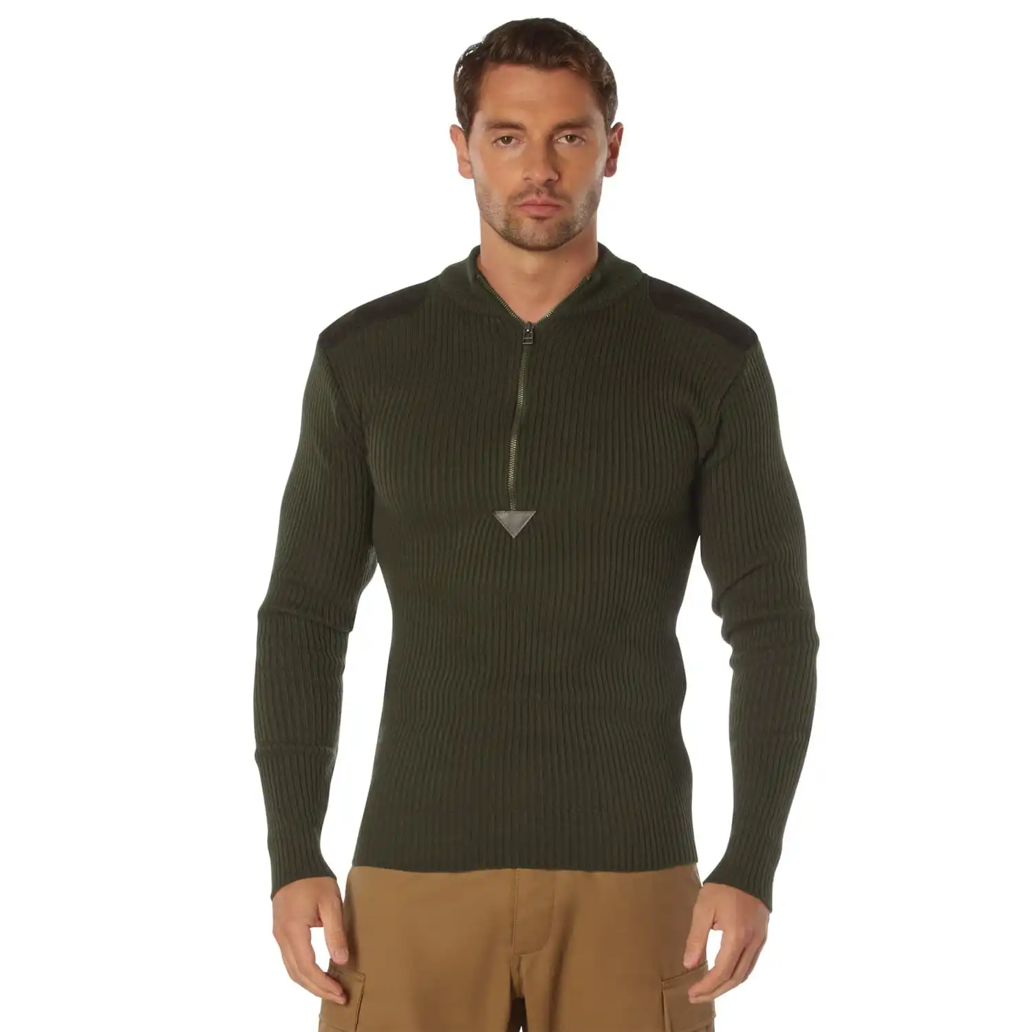 Alternative view of Olive Drab Quarter Zip Military Sweater