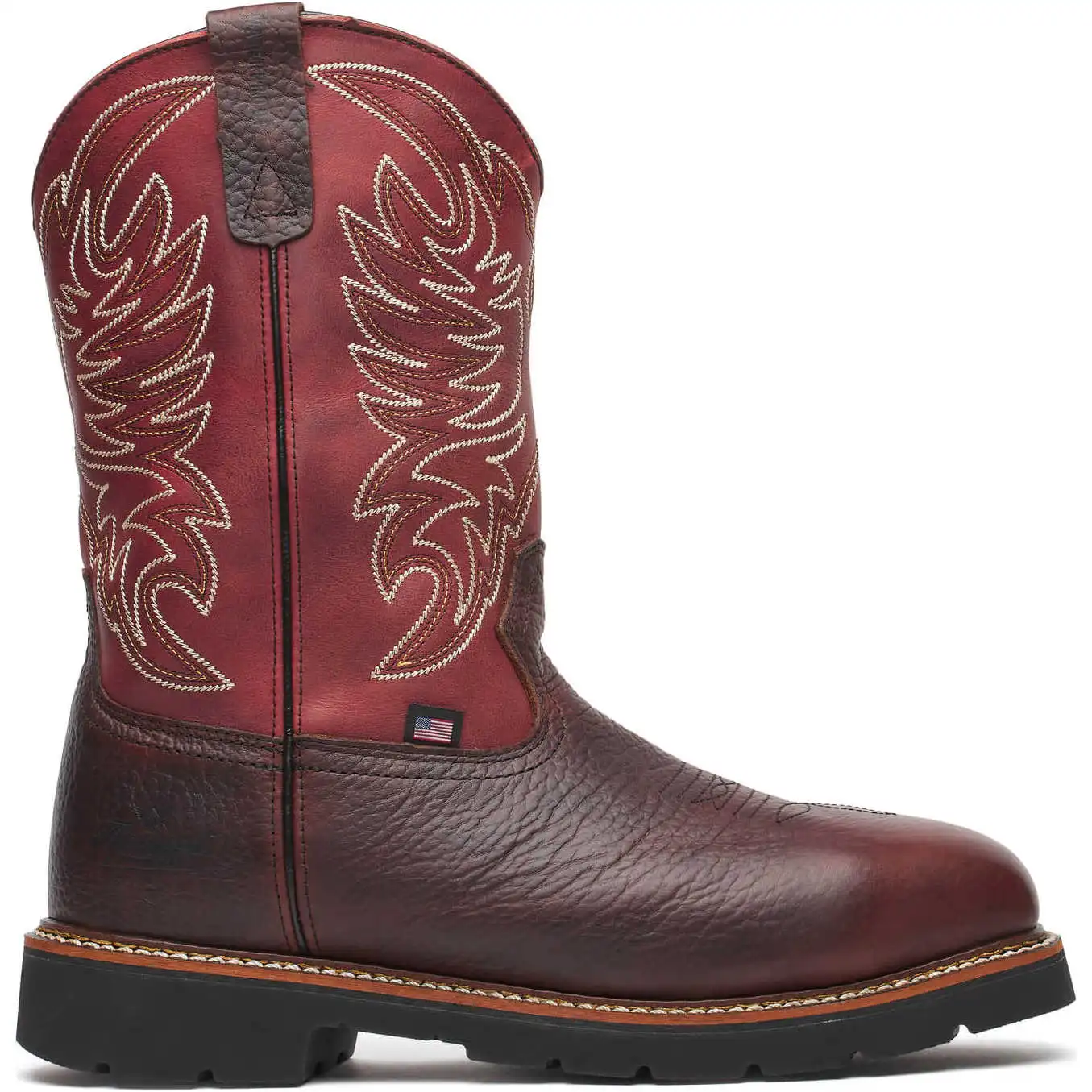 Alternative view of Thorogood Western Wellington 11-inch Chili/Crimson Waterproof Nano Safety Toe Square Toe Pull-On American Made Men's Work Boot - 804-4322